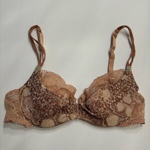Maison Lejaby Snakeskin Print Nude Bra 36 C